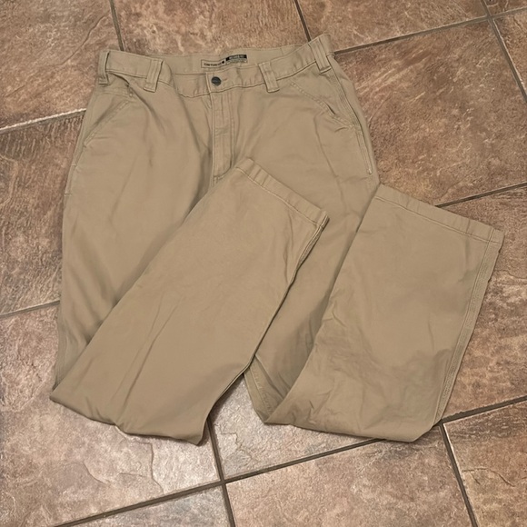 Carhartt Men's Rugged Flex Relaxed Fit Canvas Work Pants sz. 36/34 Dark Khaki - Picture 2 of 5